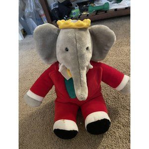 VTG Gund Babar the Elephant Plush 1988 Macys 14”Stuffed Animal Red Suit.